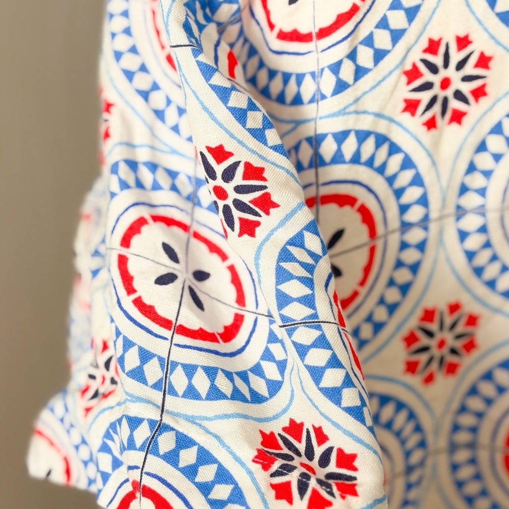 UNTUCKit Paola Dress Womens XL Linen Blend Blue Red Medallion Print Shift - Picture 9 of 9